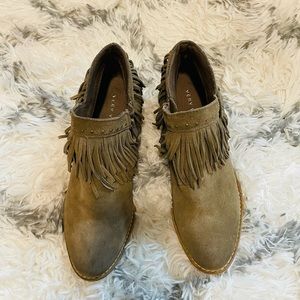 Suede fringe booties